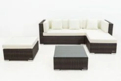 OUTFLEXX Loungemöbel-Set, Braun Marmoriert, 5 Pers, Polyrattan, Wasserfeste Kissenbox, Inkl. Beistelltisch -MBM Verkäufe 9 16068 BOX B.jpg