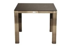 Ploß Rabida Dining Tisch, Champagner-meliert, Polyrattan, 90 X 90 Cm, Glasplatte In Steinoptik -MBM Verkäufe 9 20166.jpg